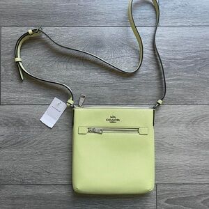 key lime green leather Coach crossbody purse